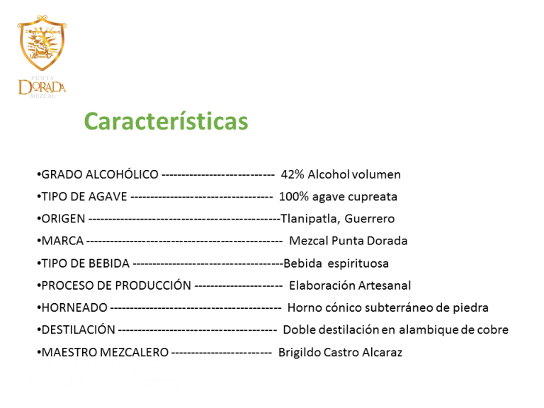 Caracteristicas Mezcal Punta Dorada